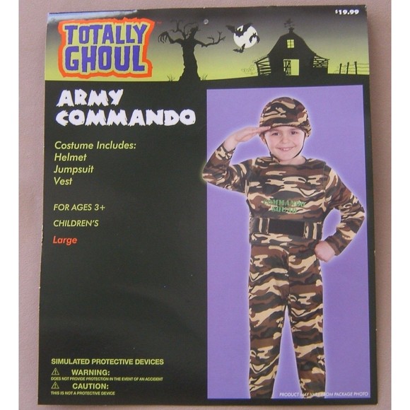 Army Commando Halloween Costume Boys Size Large Helmet Totally Ghoul